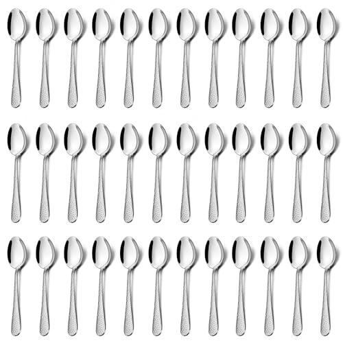 Joyfair Teelöffel 36 Stück, 13,5cm Edelstahl Kaffeelöffel Espressolöffel Set, Dessertlöffel Klein Löffel für Zuhause, Restaurant, Café, Spiegelpoliert & Spülmaschinenfest - Hammer Griff von Joyfair