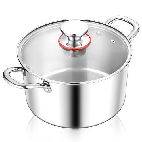 Joyfair Kochtopf, 26cm Premium 3-Lagiger Edelstahl Nudeltopf mit Glasdeckel, 6,7L Kochtopf Induktion Suppentopf zum Kochen/Braten/Suppen, Spaghettitopf für alle Herdarten Geeignet - Spülmaschinenfest von Joyfair