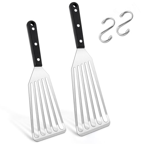 Joyfair Pfannenwender Set, Edelstahl Grillspachtel 2er Set, Hitzebeständiger Fischwender für Küche, Braten, Wenden, Bratenwender Schlitzwender Metall als Geschenk geeignet - Spülmaschinenfest von Joyfair