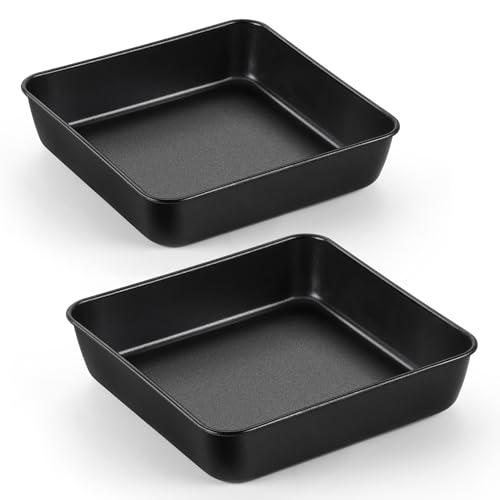 Joyfair Quadratische Kuchenform 2er Set, Edelstahl Backform Auflaufform mit Antihaftbeschichtung, 21 x 21 x5 cm, Perfekt für Brownie/Lasagne/Kuchen, Gesund & Langlebig, Leicht zu Reinigen von Joyfair