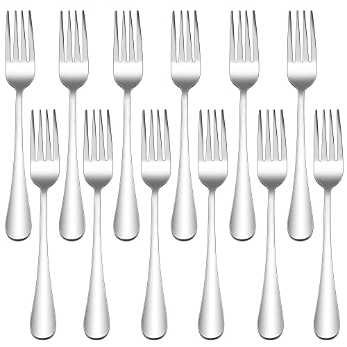 Gabeln 12 Stück, Joyfair Edelstahl Tafelgabeln Menügabeln Set, Elegantes & Modernes Gabeln Besteck Set, 19.5cm Große Essgabel für Zuhause/Restaurant/Hotel, Hochglanzpoliert & Spülmaschinenfest von Joyfair