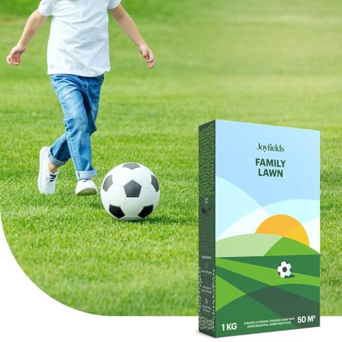 Family Lawn - Sport- und Spielrasen-Samen - 1 kg für 50 m² - Widerstandsfähig bei intensiver Nutzung - Schnelle Regeneration nach Schäden - Mit Beschichtung für optimale Keimung Family Lawn - Sport- und Spielrasen-Samen - 1 kg für 50 m² - Widerstandsfähig bei intensiver Nutzung - Schnelle Regeneration nach Schäden - Mit Beschichtung für optimale Keimung von Joyfields