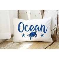 Kissen Aquarell Galaxie Ozean | Meeresschildkröte Küsten Dekor Strand-Haus-Kissen Sommer Wohn Neues Zuhause Geschenk von JoyfulLifeBoutique