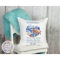 Sea Schildkröte Wisdom Decor Kissen | Aquarell Ozean Dekor Maritimes Strand Haus Meeresschildkröte Zitat Küsten von JoyfulLifeBoutique