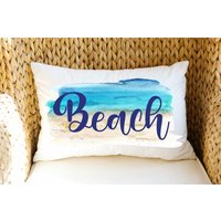 Strand Dekor Kissen | Lendenkissen Aquarell Küsten Maritime Dekoration Strand-Haus-Kissen von JoyfulLifeBoutique