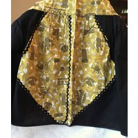 Vintage Schwarz-Goldene Schürze Mit Zackenrand von JoyfulMakesAndFinds