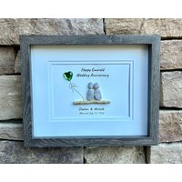 55. Hochzeitstag Personalisierte Kieselstein Kunst, 8x10 "Smaragd Jubiläumsgeschenk Für Eltern, Frau, Mann, Freunde von JoyfulPebbleArt