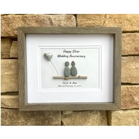 Silberhochzeit Jahrestag Pebble Art, 8x10 Gerahmt 25. Geschenk Für Eltern, Freunde, Ehepartner von JoyfulPebbleArt