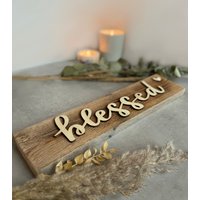 Holzschild Mit Schriftzug "Gesegnet"/"Geliebt"/"Blessed"/Wanddeko/ Christliche Geschenke/Lasercut/ Holzdeko/ Konfirmation Geschenk von JoyfulPh44