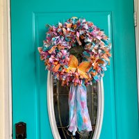 Tie Dye Kranz, Korbkranz, Vintage Wanddekoration, Geschenk Für Mama, Schmetterling Tür Dekor von JoyfuljansCreations