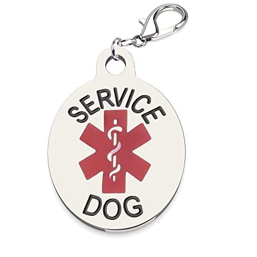 ESA Emotional Support Animal Tags,Joyfulmap Red Medical Alert Symbol and Protected under Federal Law,Stainless Steel Tags with Quick Releaseclamp for Dog & cat (Oval） von Joyfulmap