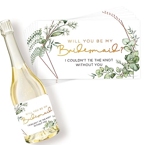 Joyfulmap Mini-Champagner-Etiketten für Brautjungfern 10er-Pack (8 Willst du meine Brautjungfer sein und 2 Brautjungfern-Aufkleber) für Ihre Brautparty, Bachelorette Party von Joyfulmap