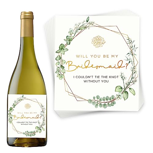 Joyfulmap Weinetiketten für Brautjungfern 8er Set (6 Brautjungfern-Etiketten und 2 Aufkleber für die Trauzeugin) für Ihre Brautparty, Bachelorette Party | I COULDN'T T TIE THE KNOT WITHOUT YOU von Joyfulmap