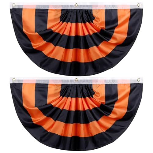 2pcs Halloween Amme 2x4ft Plissee Black Orange Halloween Buntings für Außen mit Messing -Getreide für Veranda Hof Dekorationen Amme von Joygoodta