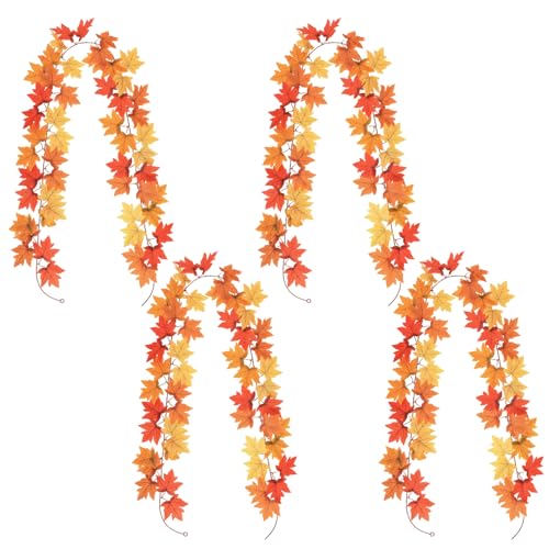 4pcs Herbstblätter Girlande, 79 Zoll künstlich lebensloses Seiden Halloween Girland von Joygoodta