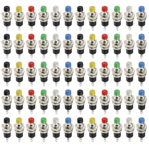 60pcs Momentan-Druckknopf, PBS-110 125 V & 250 V Knopfschalter mit 2 Stiften, 7 mm Mikroschalter für Auto, Boote und Elektronik robuster Momentanschalter 60pcs Momentan-Druckknopf, PBS-110 125 V & 250 V Knopfschalter mit 2 Stiften, 7 mm Mikroschalter für Auto, Boote und Elektronik robuster Momentanschalter von Joygoodta