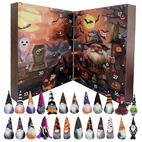 Halloween Adventskalender 2025, 24 Tage Gnomes Countdown -Kalender mit klassischer Puppe, Halloween Dekorationen für Home Holiday Advent 2025 von Joygoodta
