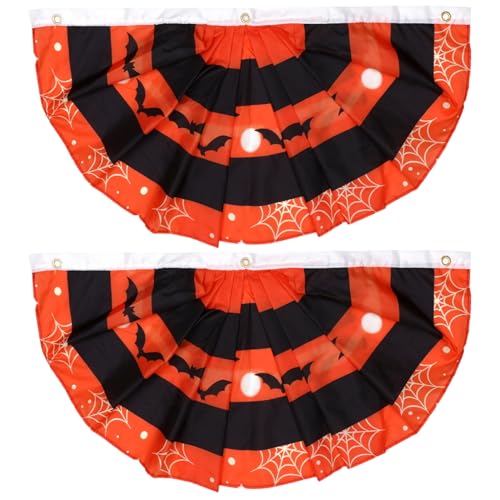 Halloween Bunting, 2pcs 3x1.5ft Fleeed Bat Spider Net Muster Halloween Flag von Joygoodta