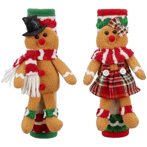 Joygoodta Kühlschrankgriffe Abdeckungen 2pcs Weihnachtsgingerbrotofengriffe Deckung weiblicher und männlicher Lebkuchen Weihnachtsdekorationen für Küchenmikrowellenofen von Joygoodta