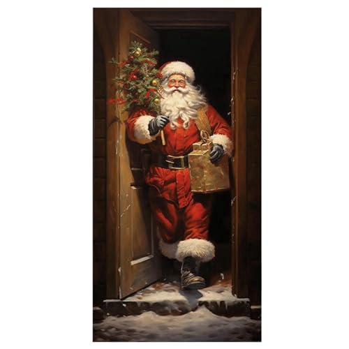 Joygoodta Weihnachts Tür Cover 35x79 Santa Door Cover wiederverwendbares elastisches Stoff Weihnachtsdekorationen für Home Bauernhaus Party Winter von Joygoodta