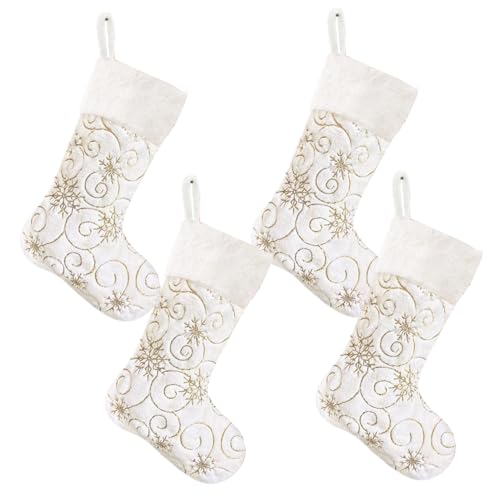 Joygoodta Weihnachtsstrümpfe 4pcs Goldene Pailletten Schneeflocken Weihnachtsstrumpf plüschende dekorative hängende Ornamente für Weihnachts -Weihnachtsbaum -Wohndekorationen Joygoodta Weihnachtsstrümpfe 4pcs Goldene Pailletten Schneeflocken Weihnachtsstrumpf plüschende dekorative hängende Ornamente für Weihnachts -Weihnachtsbaum -Wohndekorationen von Joygoodta