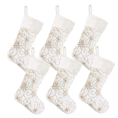 Joygoodta Weihnachtsstrümpfe 6pcs Goldene Pailletten Schneeflocken Weihnachtsstrumpf plüschende dekorative Hängeornamente für Urlaub Weihnachtsbaum -Heimdekorationen Joygoodta Weihnachtsstrümpfe 6pcs Goldene Pailletten Schneeflocken Weihnachtsstrumpf plüschende dekorative Hängeornamente für Urlaub Weihnachtsbaum -Heimdekorationen von Joygoodta