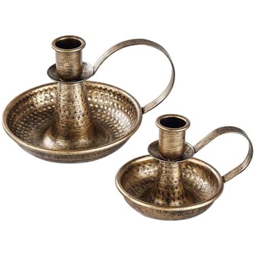 Kerzenhalter 2PCS Bronze Eisen Taper Kerzenhalter mit Griff & Basis rostsicherer Vintage für Tafel Home Cafe Bar Bronze Halter Kerzenhalter 2PCS Bronze Eisen Taper Kerzenhalter mit Griff & Basis rostsicherer Vintage für Tafel Home Cafe Bar Bronze Halter von Joygoodta