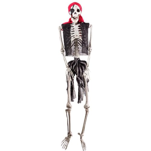 Piraten Skelett potenable Pirat Halloween Skelett Leben in voller Größe verstellbare gruselige Halloween -Dekorationen für das Leben im Freien im Freien Hof Dekor von Joygoodta