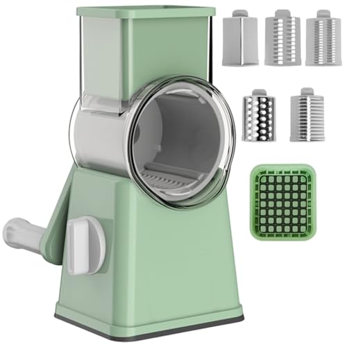 Rotary-Käse-Reifenscheibe-Handkurbel, 5 in 1 Gemüse-Slicer mit Behälter zum Zerkleinern, Schneiden und Alter, arbeitssparende Lebensmittel für Küchengrün Rotary-Käse-Reifenscheibe-Handkurbel, 5 in 1 Gemüse-Slicer mit Behälter zum Zerkleinern, Schneiden und Alter, arbeitssparende Lebensmittel für Küchengrün von Joygoodta