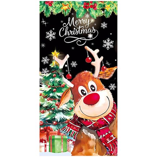 Weihnachts -Tür -Cover 3x6.6ft Weihnachts Tür Banner Polyester Hanges -Veranda -Schild Banner für Home Office Holiday Party, Elch, Elch von Joygoodta