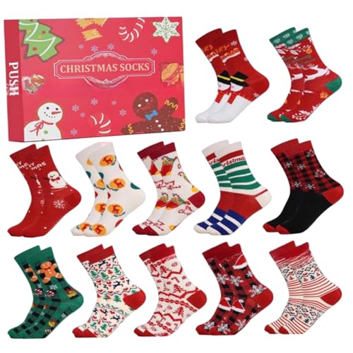 Weihnachtsab Adventskalender 2025, 12 Tage Weihnachtssock -Adventskalender mit zufälligen Stilen, weiche warme Partyfreunde Geschenke, rote Socke Weihnachtsab Adventskalender 2025, 12 Tage Weihnachtssock -Adventskalender mit zufälligen Stilen, weiche warme Partyfreunde Geschenke, rote Socke von Joygoodta