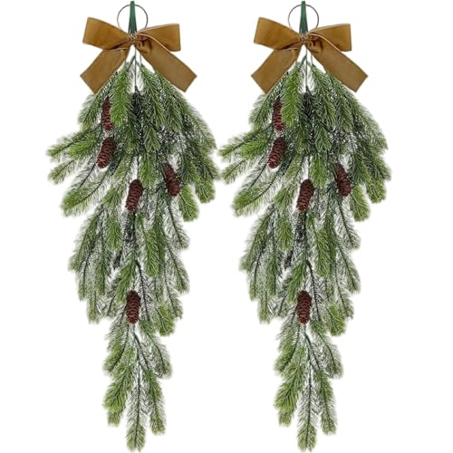 Weihnachtsbirg 2 PCS 27 Zoll Tränengrün -Swag mit Tinnekones und Samtwughinghänge -Weihnachts -Türkranz für Winter Wandfenster Wohnungsbau, braun, braun Weihnachtsbirg 2 PCS 27 Zoll Tränengrün -Swag mit Tinnekones und Samtwughinghänge -Weihnachts -Türkranz für Winter Wandfenster Wohnungsbau, braun, braun von Joygoodta