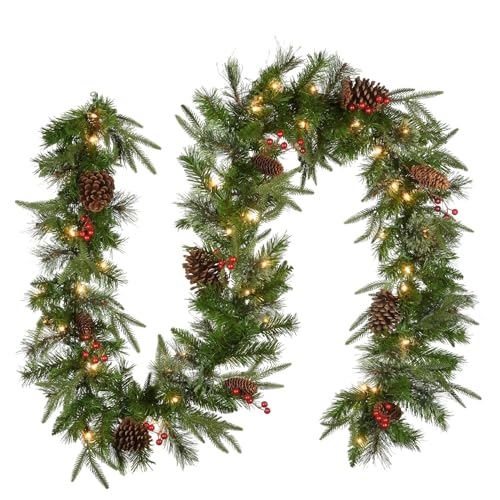 Weihnachtsgirlande mit Lichtern 71in künstlicher Tiere Berry Grün Girland von Joygoodta