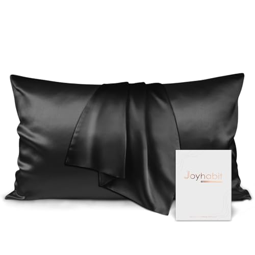 Joyhabit Seidenkissenbezug 40x80, Schwarz, 16MM Silk Pillowcase aus 100% Bio Maulbeerseide, Super für den Schutz der Haarqualität und der Haut von Joyhabit