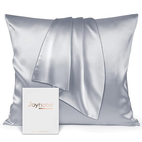 Joyhabit Seidenkissenbezug 80x80, Silbergrau, 16MM Silk Pillowcase aus 100% Bio Maulbeerseide, Super für den Schutz der Haarqualität und der Haut von Joyhabit