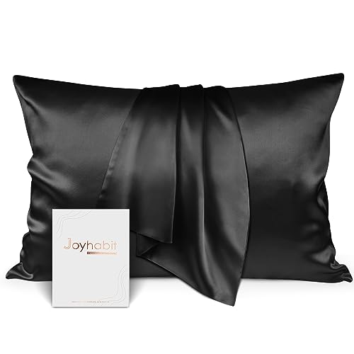 Joyhabit Seidenkissenbezug 40x60, Schwarz, 16MM Silk Pillowcase aus 100% Bio Maulbeerseide, Super für den Schutz der Haarqualität und der Haut von Joyhabit