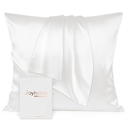 Joyhabit Seidenkissenbezug 80x80, Weiß, 16MM Silk Pillowcase aus 100% Bio Maulbeerseide, Super für den Schutz der Haarqualität und der Haut von Joyhabit