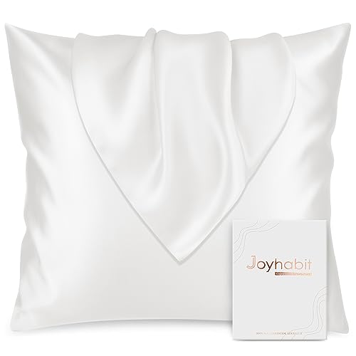 Joyhabit Seiden Kissenbezug 80x80, 100% Bio Maulbeerseide aus Natur, Beige, Weich und Atmungsaktive für Hautschutz, Freiheit von Schweiß beim Schlafen von Joyhabit