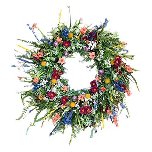 Bunter Frühlingskranz – Gemischte Blumenkränze, Wildblumengirlande, Türkränze Für Haustür Draußen, Wandfensterdekoration – 35 cm / 40 cm von Joyivike