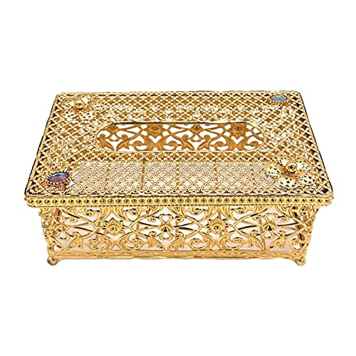Joyivike Gold Taschentuchbox Abdeckung - Rechteckiger Serviettenhalter Spender | Taschentuchbox Halter Aus Metall | Kosmetiktuchspender Für Kommode, Badezimmer, Restaurant von Joyivike