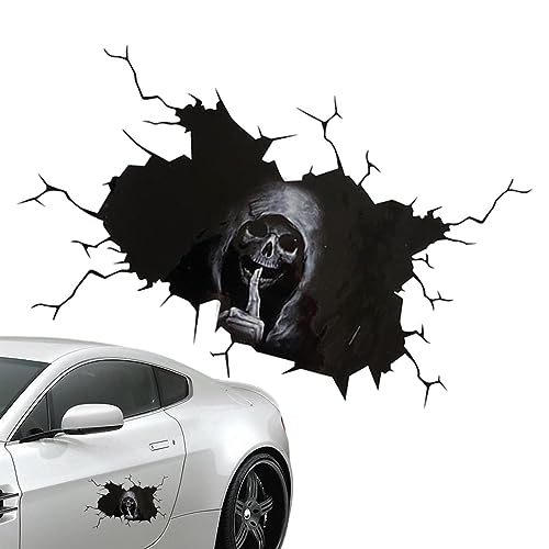 Gruseliger Totenkopf-Riss-Autoaufkleber | Halloween-Totenkopf-Riss-Aufkleber,Wasserdichter Halloween-Schädel-Aufkleber, Auto-Heck-Emblem-Abzeichen-Aufkleber für die Kofferraumtürwand Joyivike von Joyivike