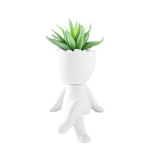 Joyivike Figur Blumenvase - Keramik Sukkulentententöpfe In Menschlicher Körperform | Ästhetischer Klein-er Blumentopf | Dekorative Tisch Blumentopf | Keramik Kopf-Gesichtspflanzer Für Sukkulenten von Joyivike