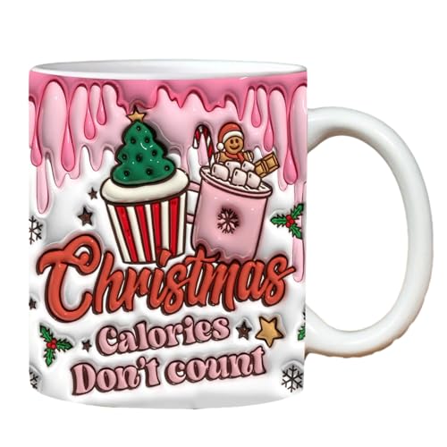 Keramik Weihnachtstassen 3D-flach Bemalt Weihnachtsbecher Weihnachtsthema Tasse Für Festliche Party Weihnachtstasse Keramik Kaffeetasse Weihnachtsgeschirr Weihnachten Party Deko Geschenk von Joyivike