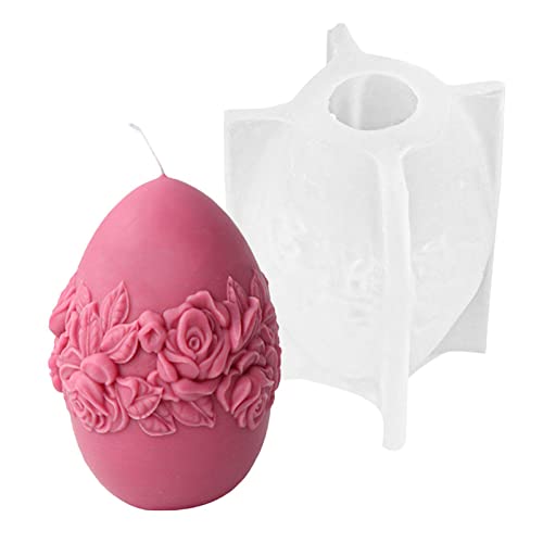 Ostern Kerzenformen 3D Ostereier Silikonform, Ostern Seifenform Ei Silikon Ostereiform Mit 3D-geprägtes Blume Muster Für Dekorationen Ostergeschenke von Joyivike