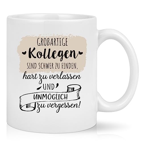 Abschiedsgeschenk für Kollegen Jobwechsel Tasse, 11oz Abschied Tasse Geschenk Kollegen Abschiedsgeschenk, Kaffeetassen mit Spruch - Großartige Kollegen sind schwer zu finden, Weiß 320ML von Joymaking