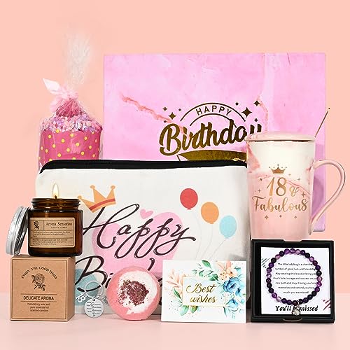 Joymaking 18. Geburtstagsgeschenk für Frauen, 400ml Kaffeetasse Set Geschenkideen für Freundin mit Duftkerze und Badebomben, Geschenk für Mutter Frauen Schwester Beste Freundin von Joymaking