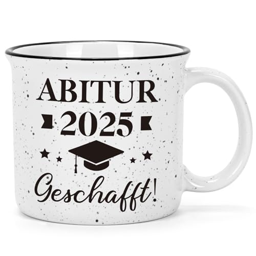 Joymaking Abi Geschenke Kaffee Tasse Abitur 2025 Geschafft Tasse für Jungs Mädchen Abitur Geschenke Abiturient Abiturientin Abschlussgeschenk, 450ml Weiß von Joymaking