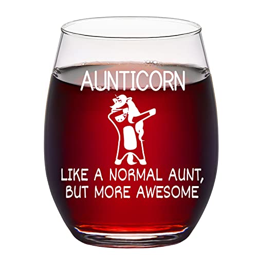 Joymaking Auntie Gifts – Aunticorn Like A Normal Aunt, but More Awesome Weinglas, Geburtstag, Muttertag, Geschenk für Tante von Nichte und Neffe, beste Tante, 425 ml von Joymaking