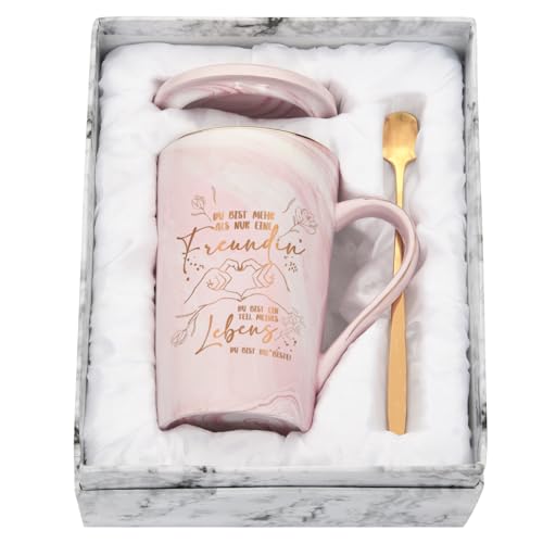 Joymaking Beste Freundin Geschenke Kaffeetasse - Geburtstagsgeschenk Mit Spruch 'Du Bist Mehr Als Nur Eine Freundin' - Freundschaftsgeschenke Tasse, 400ml Rosa von Joymaking