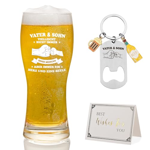 Joymaking Bierglas Papa Geschenk, Vatertagsgeschenke für Papa, Vater Sohn Geschenk, Vatertag Geschenke von Sohn, Papa Geburtstagsgeschenk, Bester Papa Geschenke Weihnachten 15oz von Joymaking